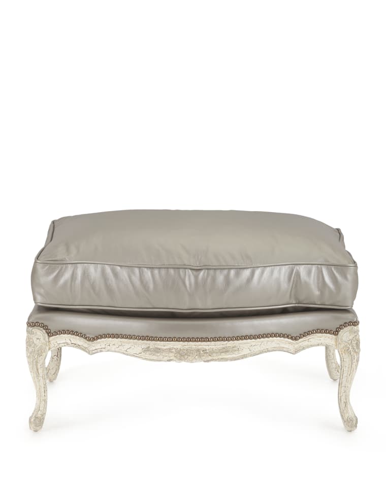 Old Hickory Tannery Silver Leather Bergere Ottoman