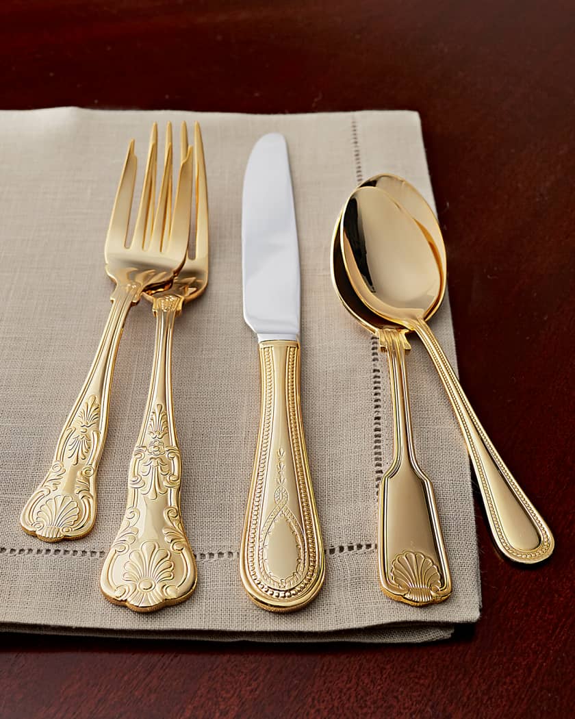 90-Piece Gold-Plated Hotel Flatware Service