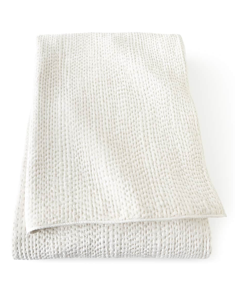Image 1 of 1: Queen Imperia Pick-Stitch Velvet Coverlet