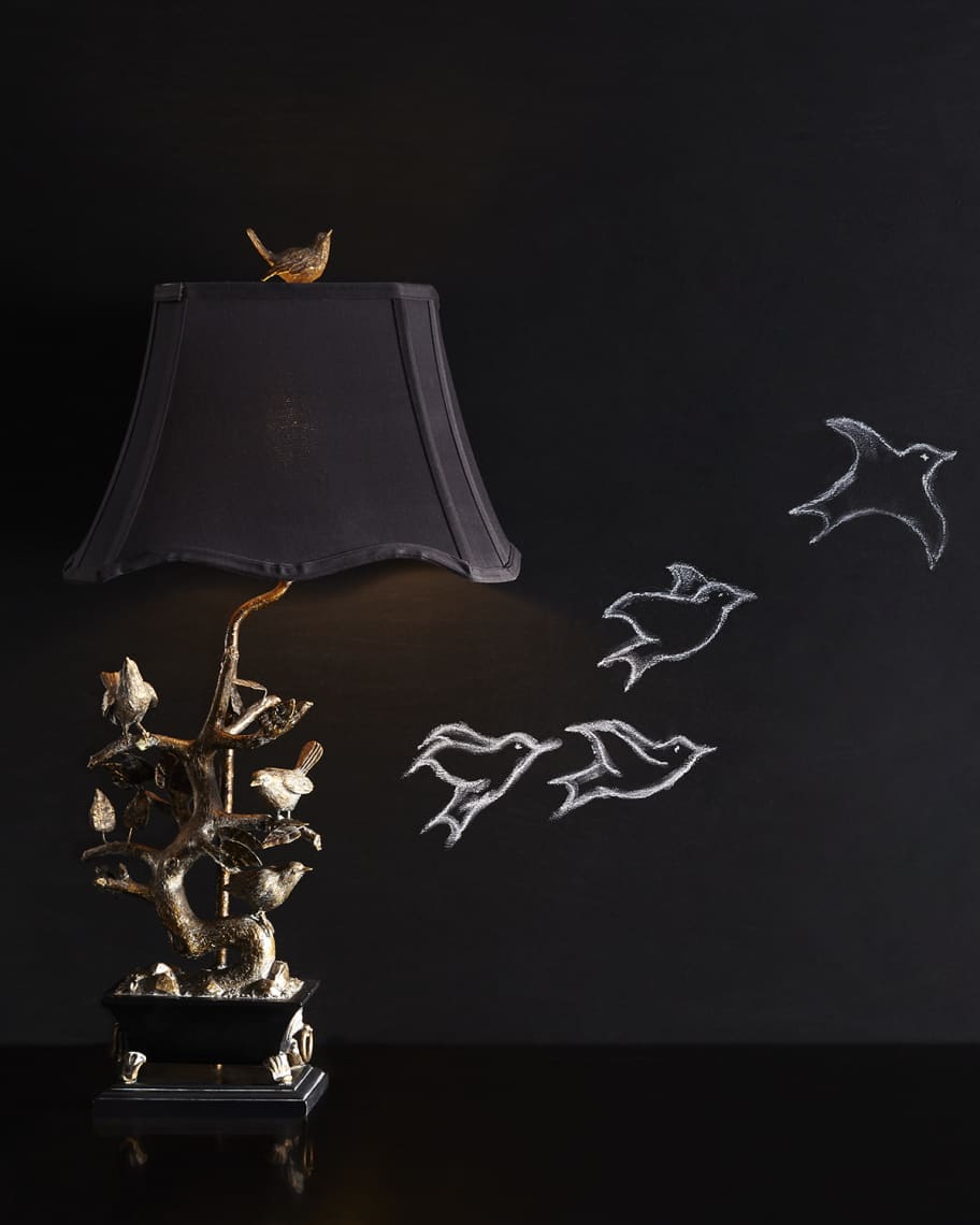 Image 3 of 4: Brass Bird-on-Branch Lamp