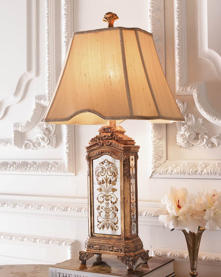 Couture lamps mirrored table lamp top