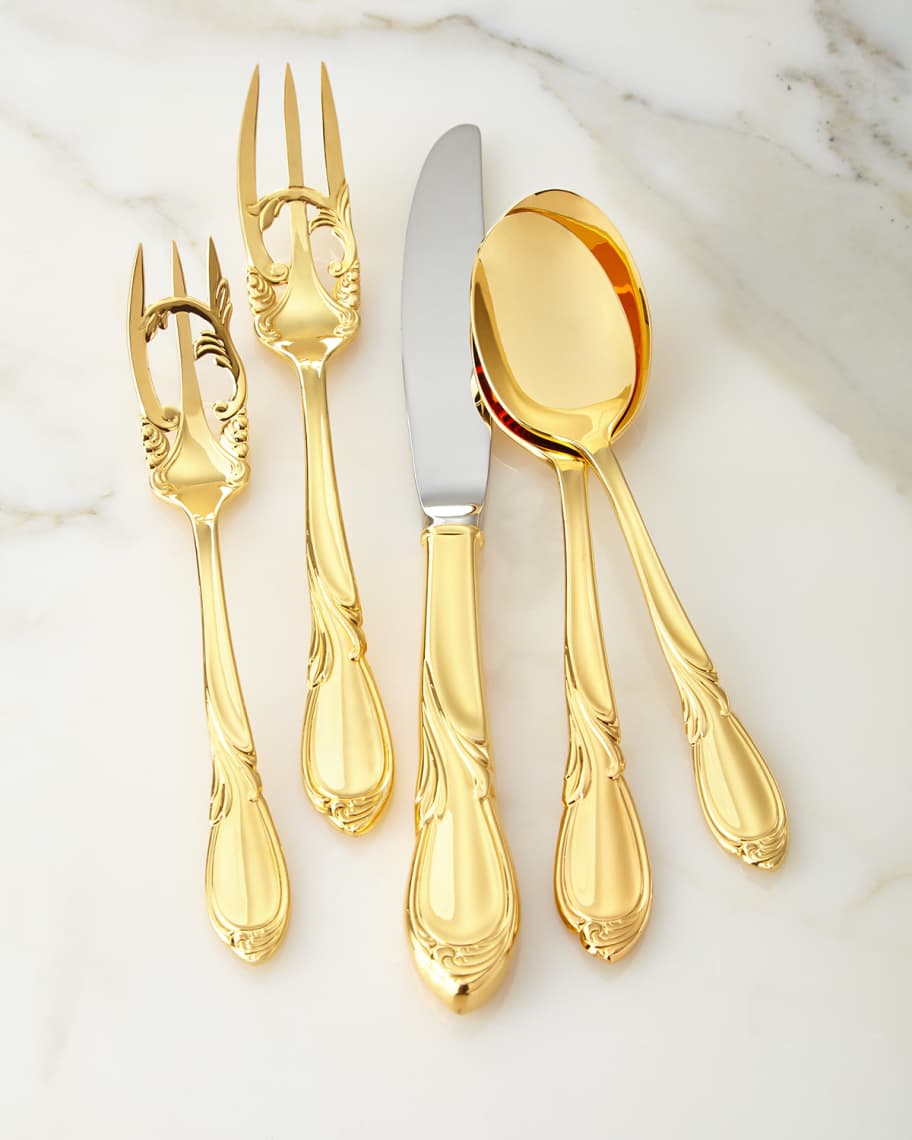 Image 1 of 1: 5-Piece 24-Kt. Gold-Plated Cache Flatware Place Setting