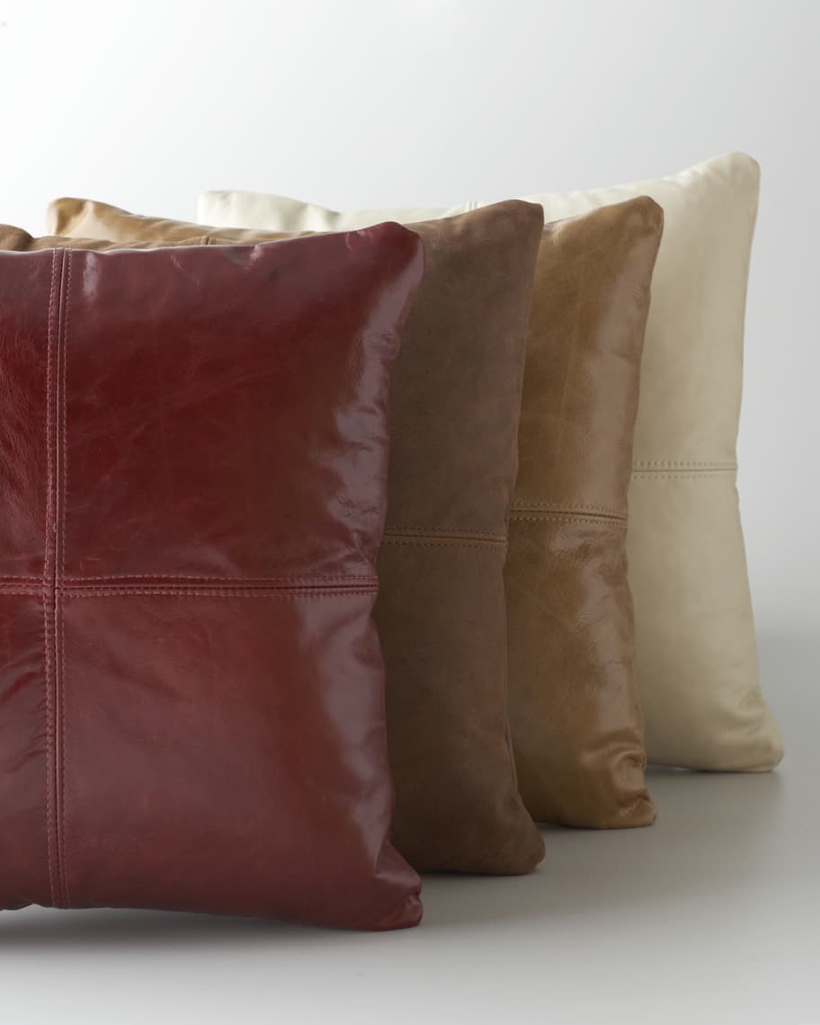 Image 2 of 2: Tan Leather Pillow