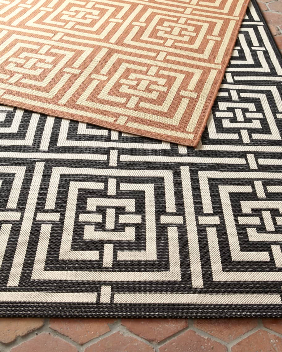 Image 1 of 4: Square Graphic Flatweave Rug, 8' x 11'2"