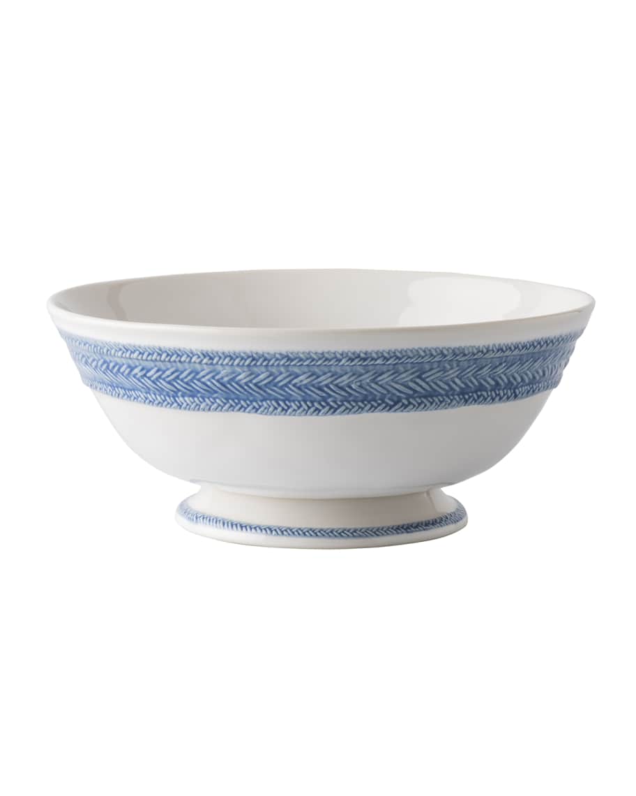 Image 1 of 1: Le Panier White/Delft Blue Footed Fruit Bowl