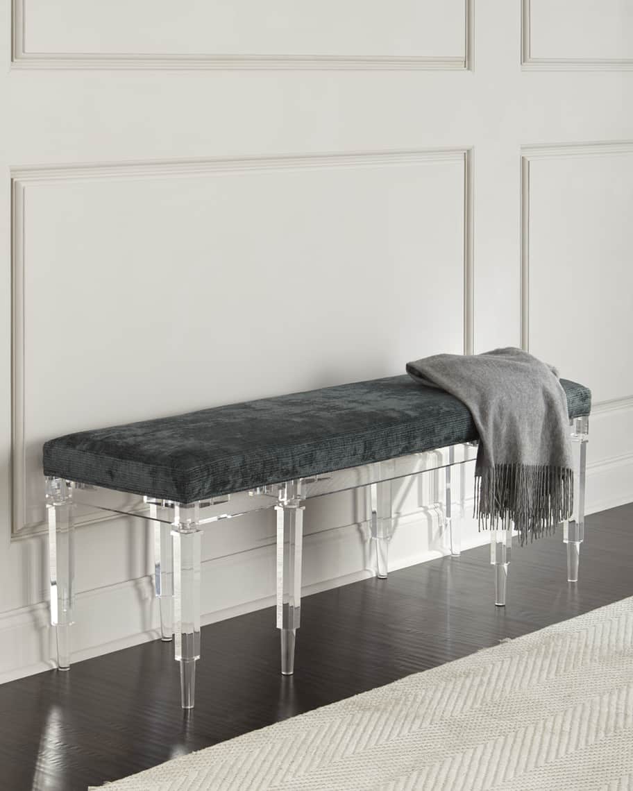 Upholstered bench outlet with acrylic legs