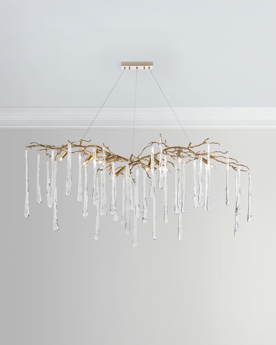 Image 1 of 3: Brass & Glass Teardrop Chandelier