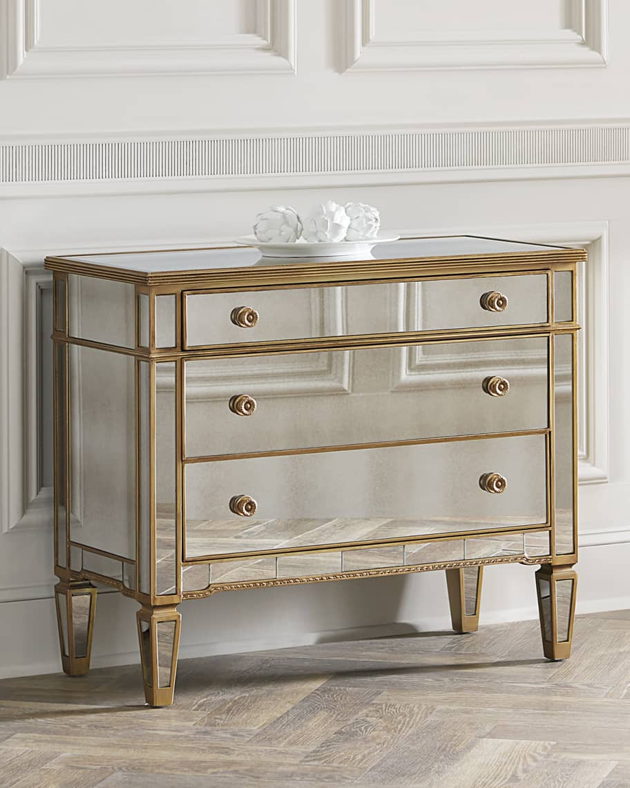 Mirrored three store drawer chest