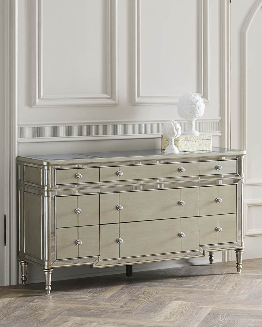 Image 1 of 2: Hughe Mirrored Nine-Drawer Chest