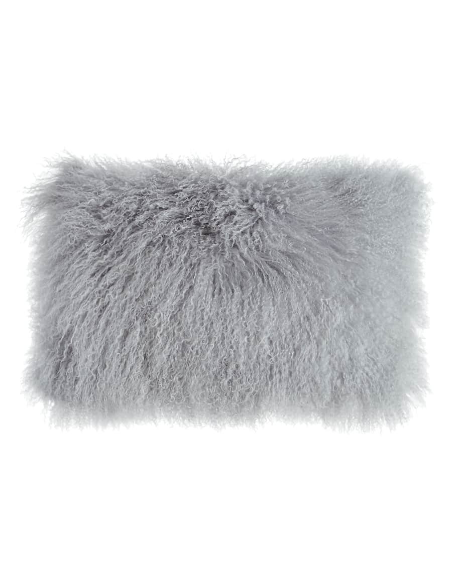 Image 1 of 1: Fog Gray Tibetan Lamb Pillow, 20" x 12"