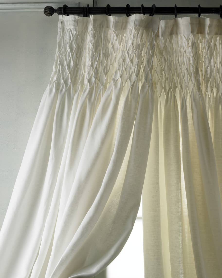 Image 1 of 1: Each 42"W x 96"L Smocked Linen Curtain