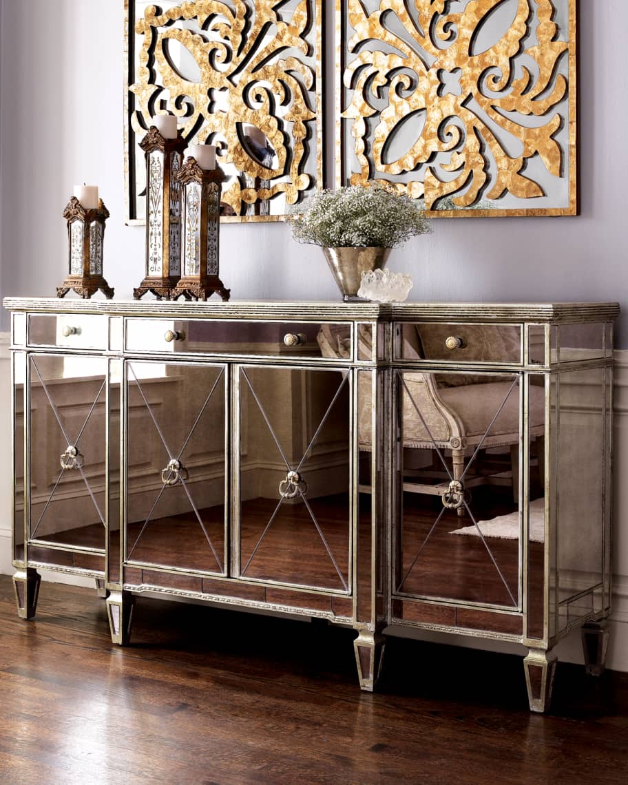 Mirrored buffet hutch discount