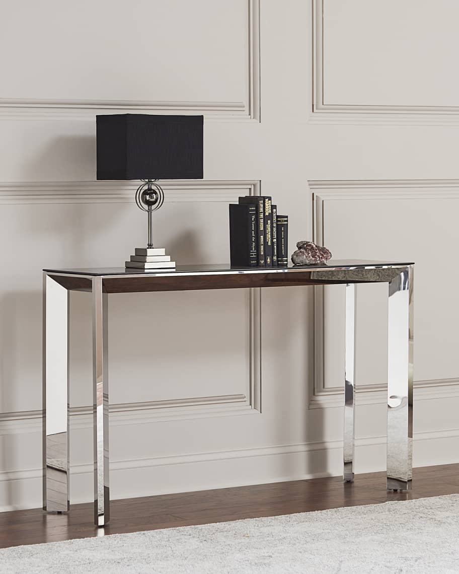 Brushed nickel console table shop