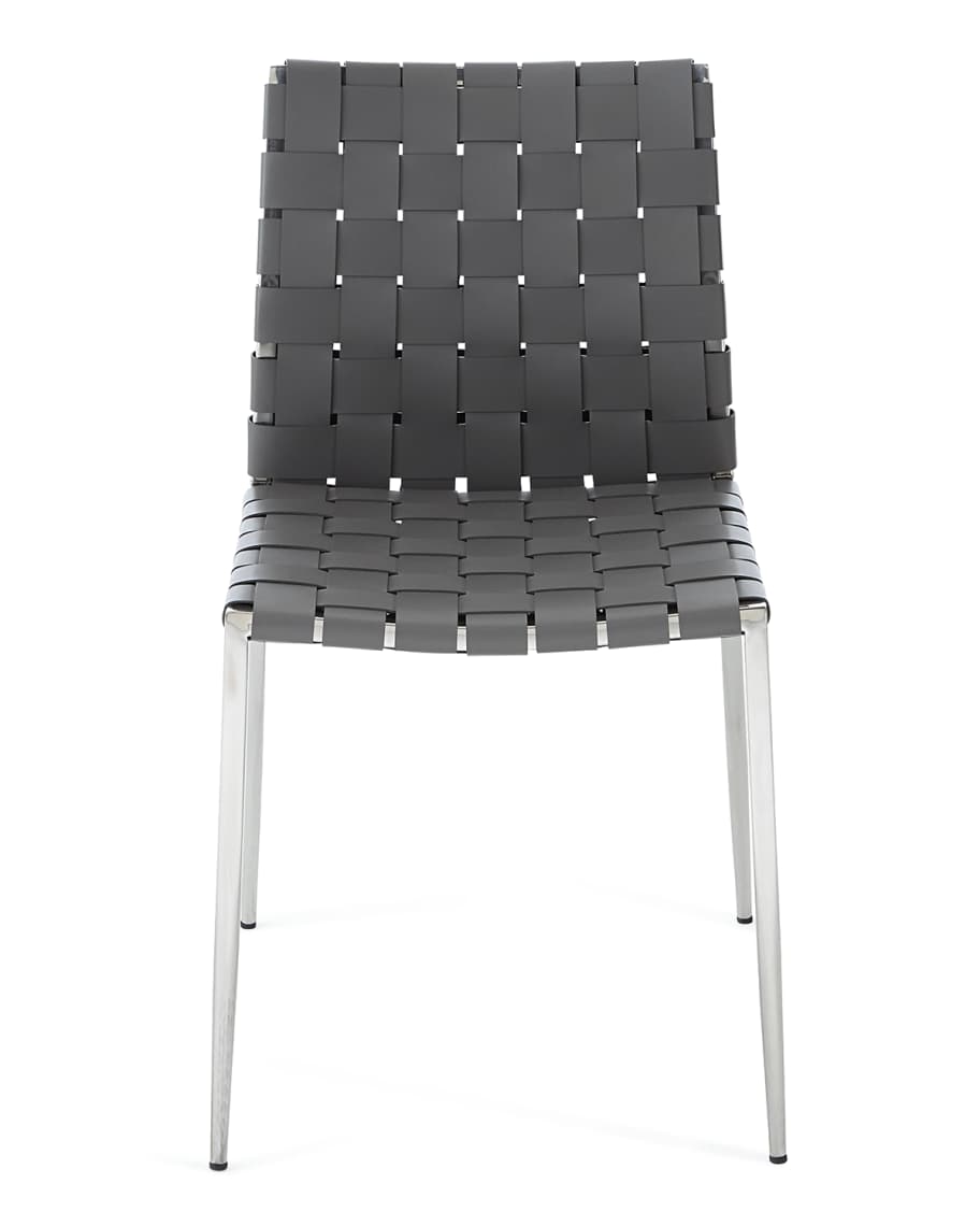 Image 2 of 3: Kennedy Woven Stainless Leather Dining Chair, Gray