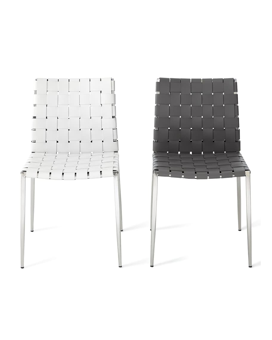 Image 3 of 3: Kennedy Woven Stainless Leather Dining Chair, Gray