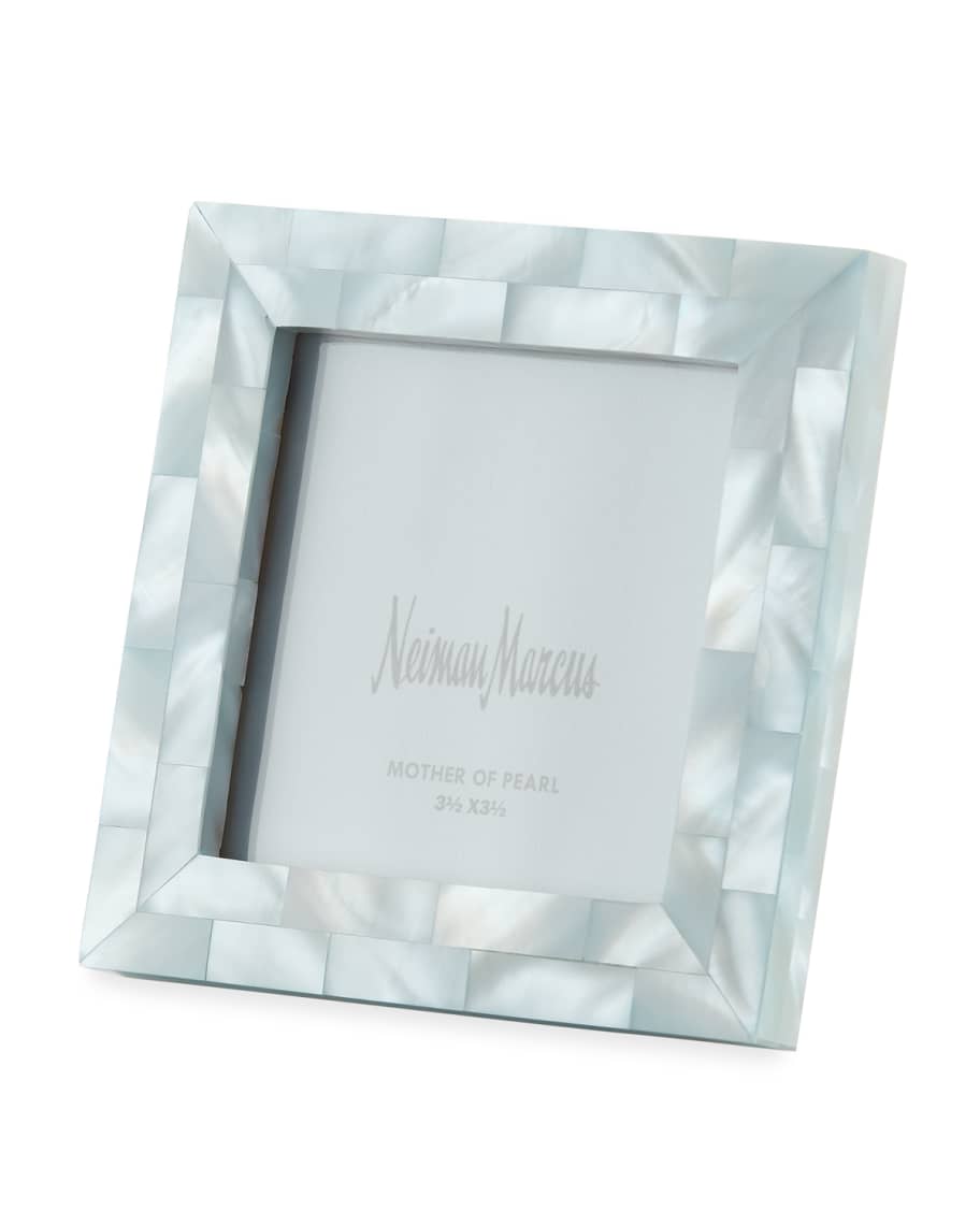 The Jws Collections MotherofPearl Picture Frame, Blue, 3.5" x 3.5