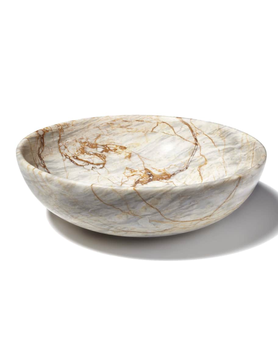 Image 2 of 2: Century Marble Round Small Shallow Fruit Bowl