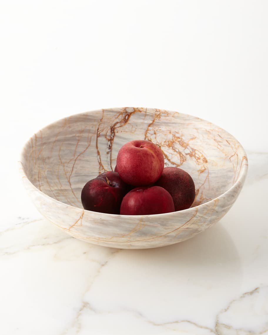 Image 1 of 2: Century Marble Round Small Shallow Fruit Bowl