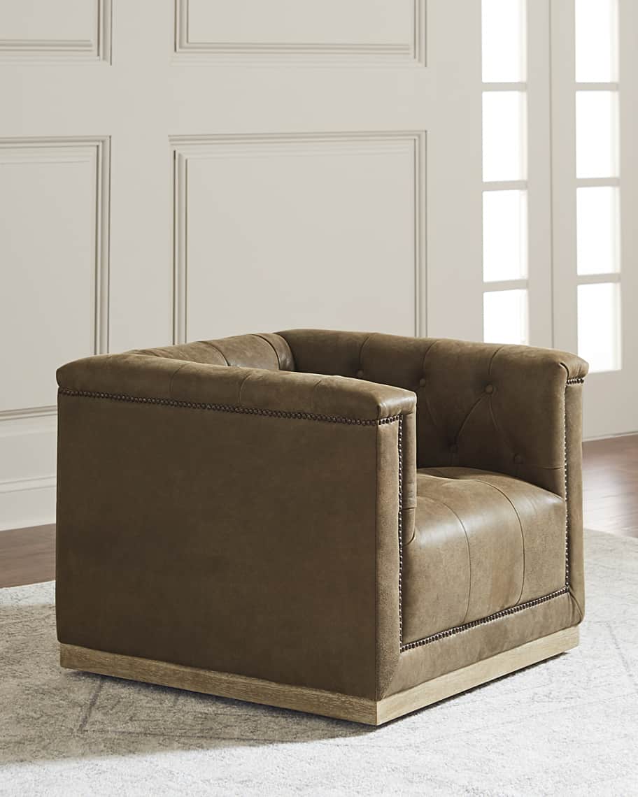Tufted leather outlet swivel chair