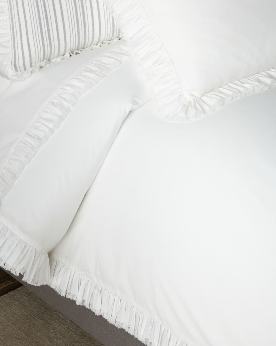 Image 1 of 1: Laundered Ruffle Full/Queen Duvet Cover, White