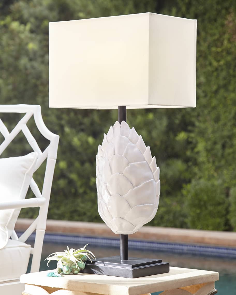 Image 1 of 1: Tortoise Outdoor Table Lamp, White