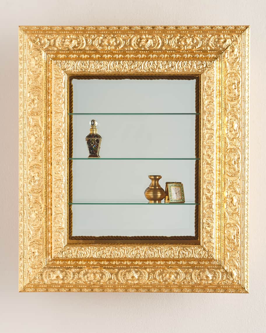 Image 1 of 2: Wall Vitrine with Wooden Frame