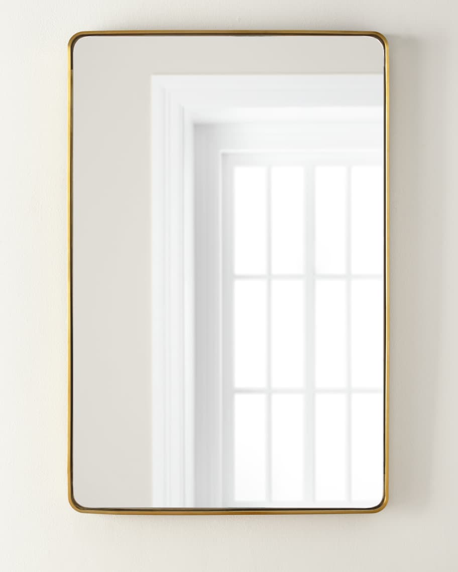 Image 1 of 2: Stainless Steel Curved Rectangle Mirror