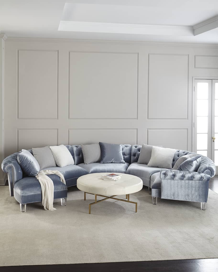 Curved sectional clearance with chaise