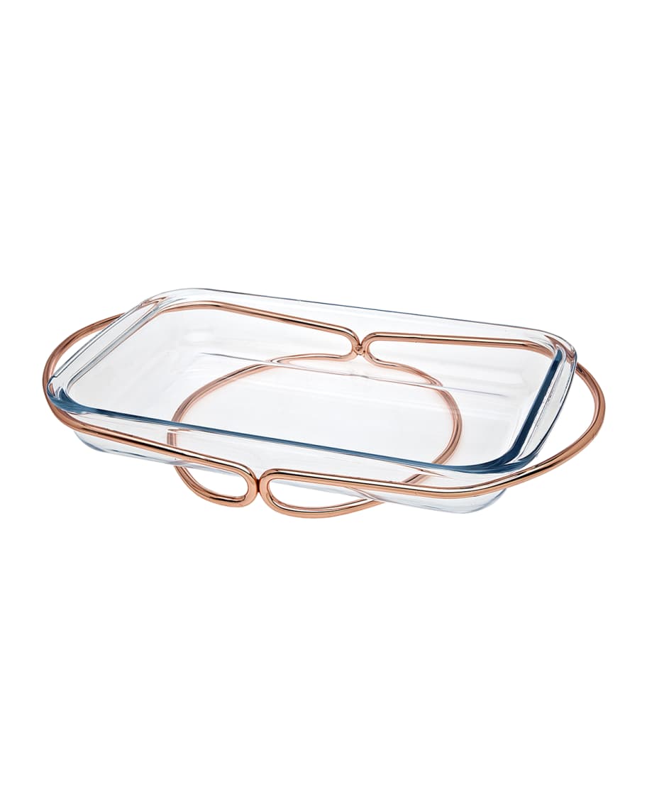 Image 1 of 1: Copper and Glass Rectangular Bake