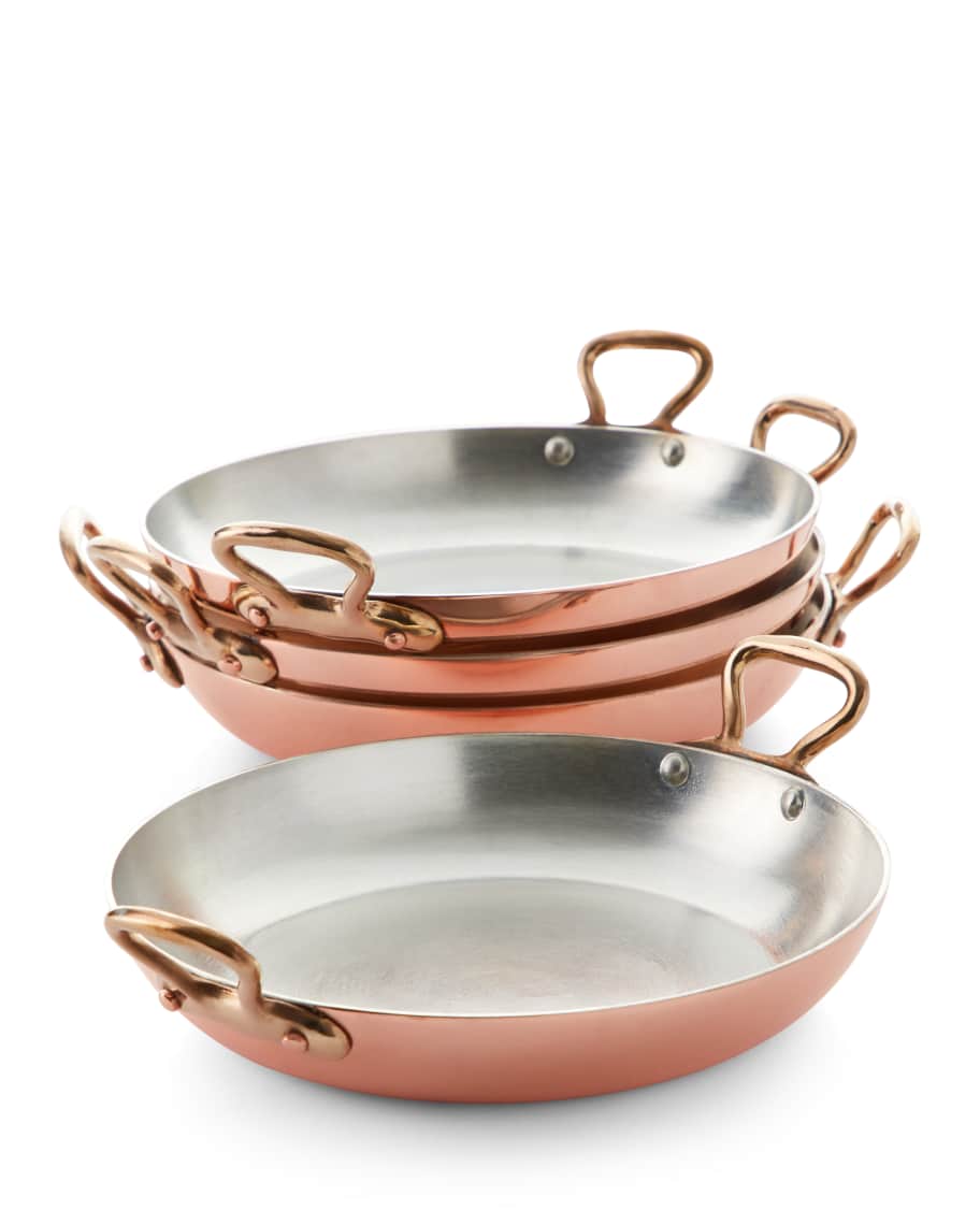 Image 1 of 1: Solid Copper Au Gratin Pans with Tin Lining, Set of 4