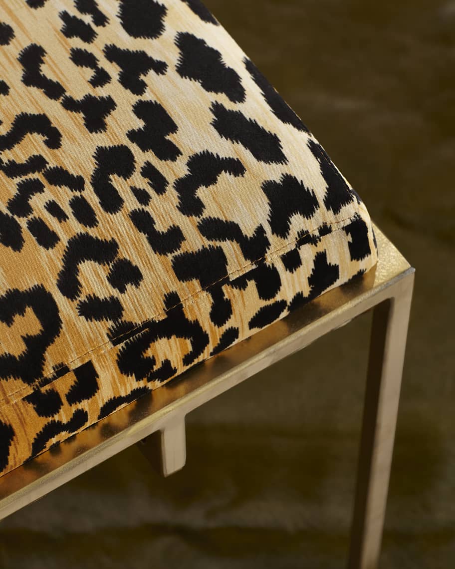 Image 2 of 5: Gold Metal and Leopard Ottoman