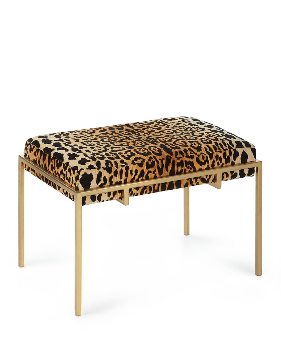 Image 3 of 5: Gold Metal and Leopard Ottoman