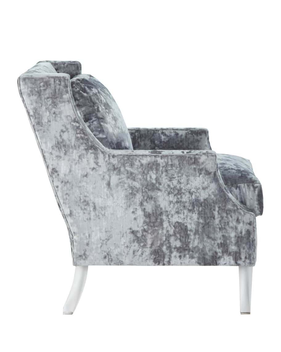 Image 3 of 4: Textural Velvet Scoop Arm Chair