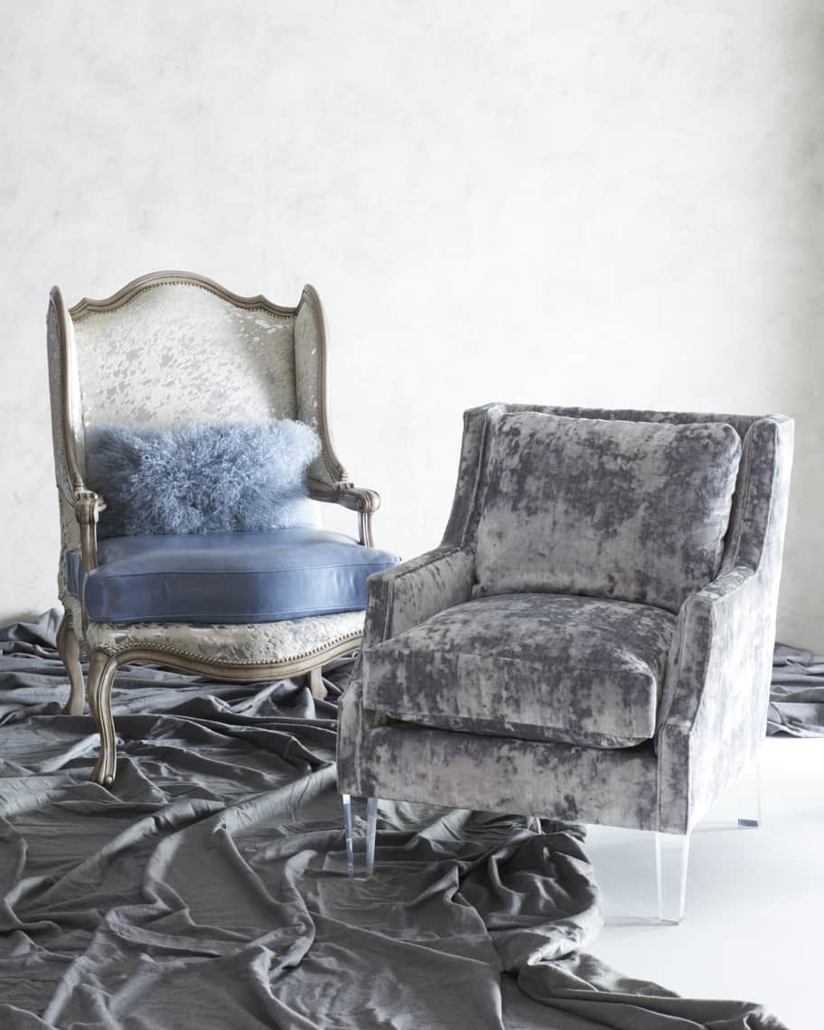 Image 2 of 4: Textural Velvet Scoop Arm Chair