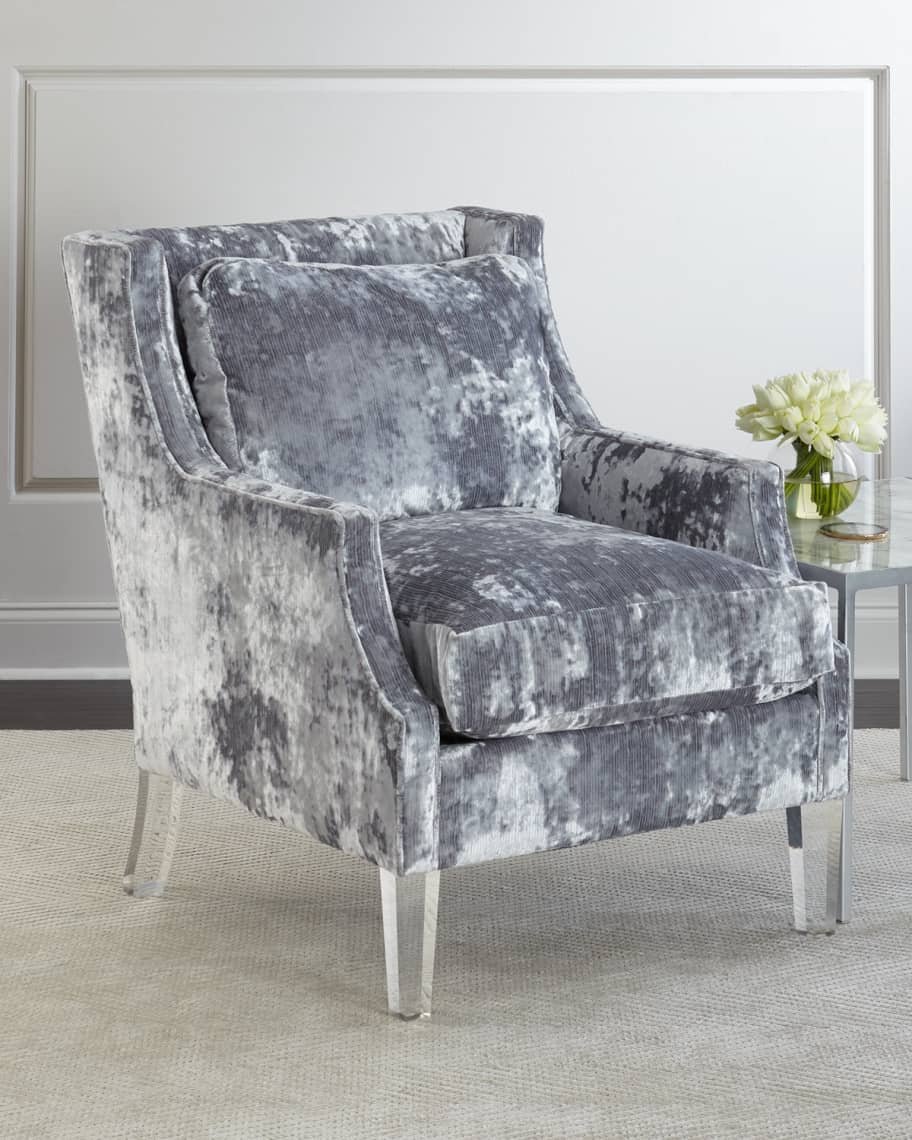 Image 1 of 4: Textural Velvet Scoop Arm Chair