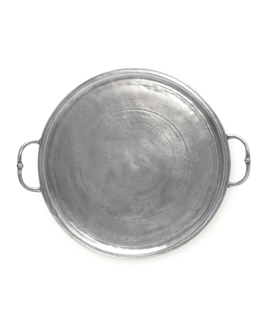 Image 1 of 2: Small Round Tray with Handle