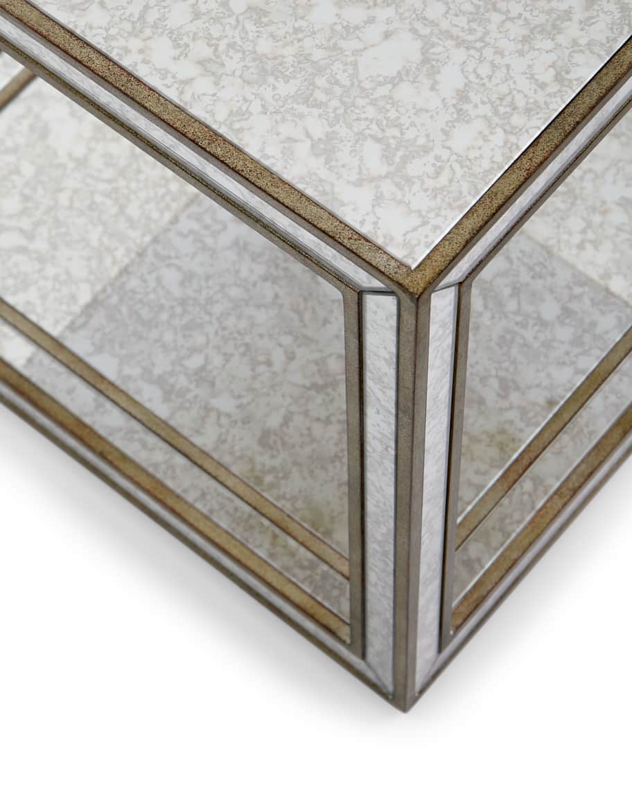 Image 2 of 3: Clare Antiqued Mirrored Side Table
