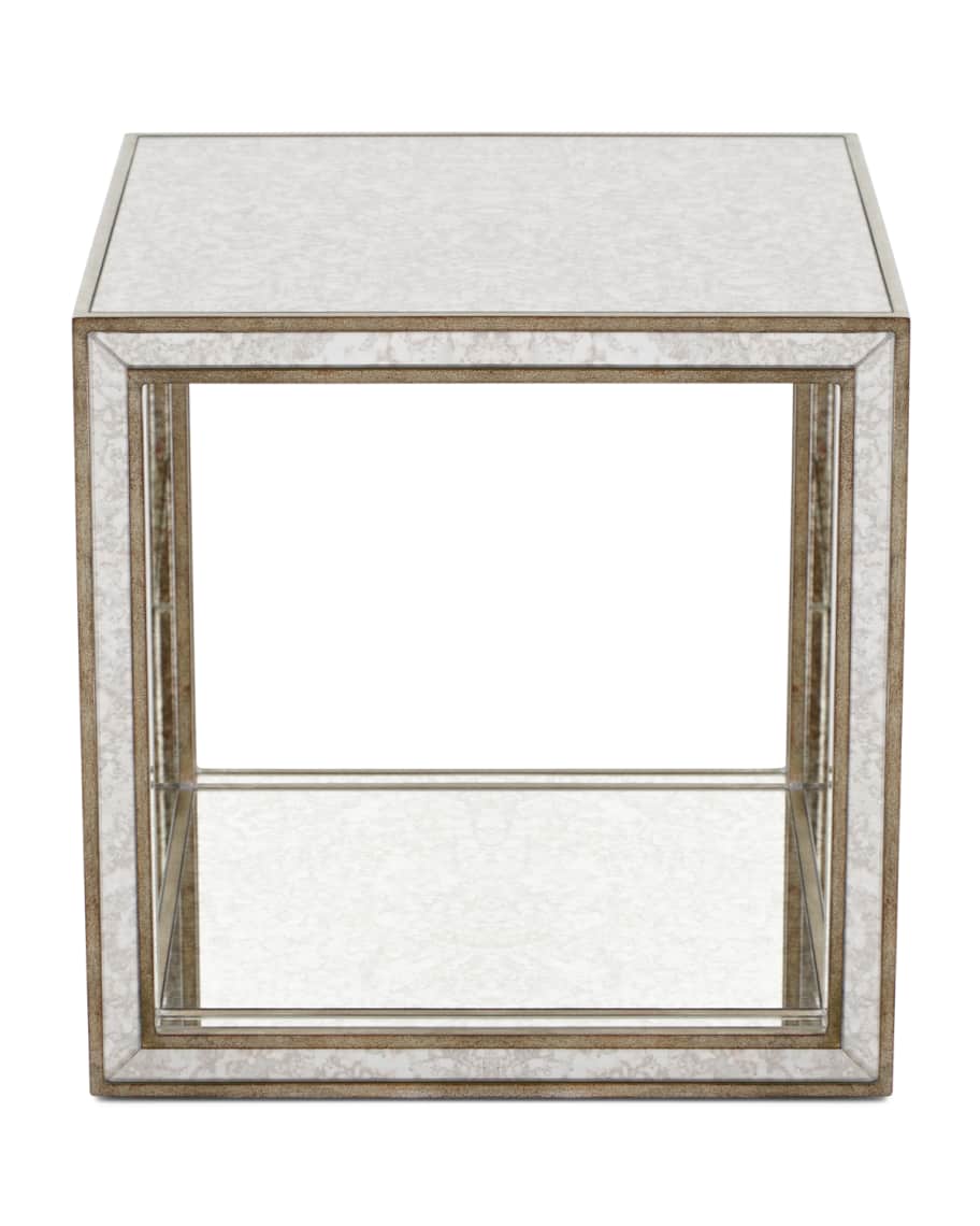 Image 3 of 3: Clare Antiqued Mirrored Side Table