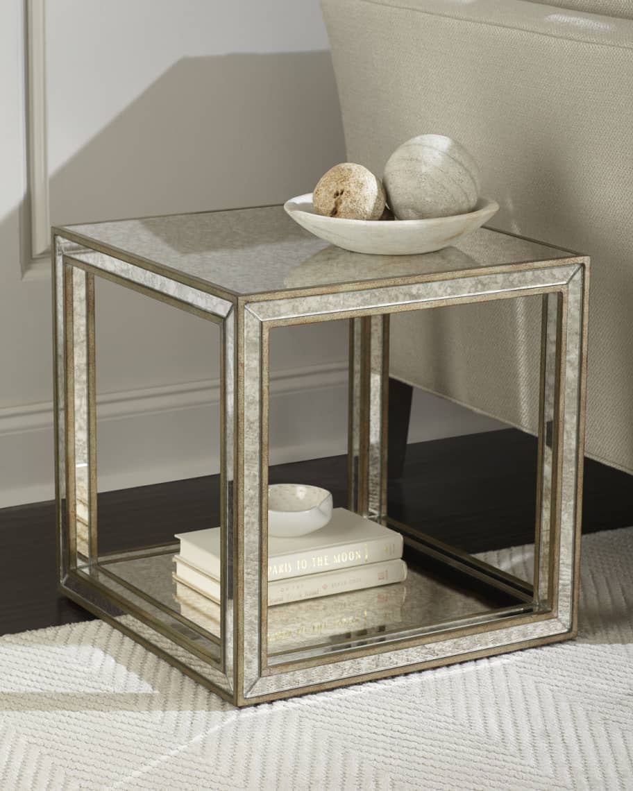 Image 1 of 3: Clare Antiqued Mirrored Side Table