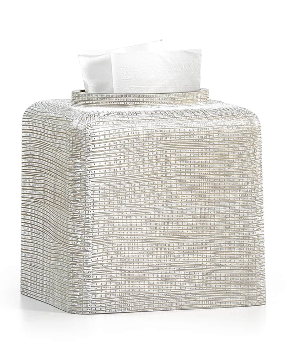 Image 1 of 1: Woven Tissue Box Cover, Platinum