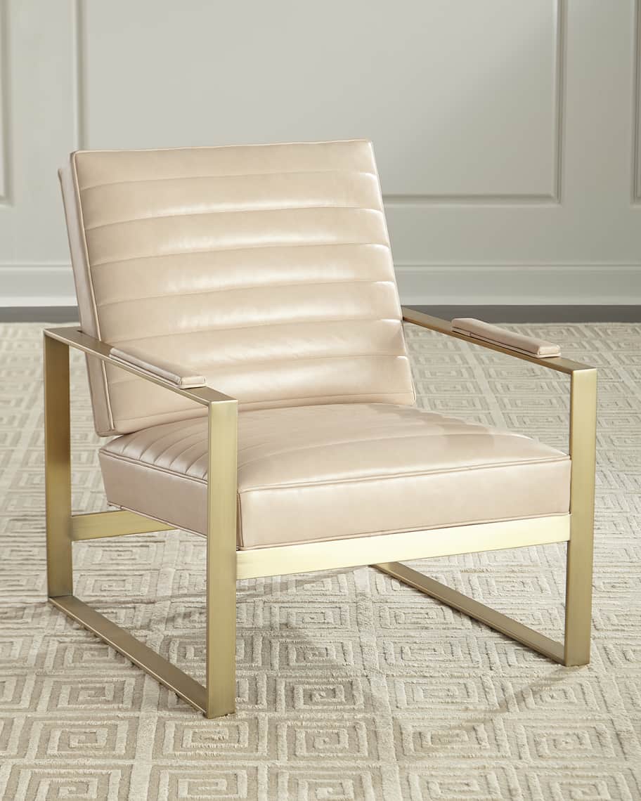Image 1 of 5: Carly Leather Channel Tufted Chair