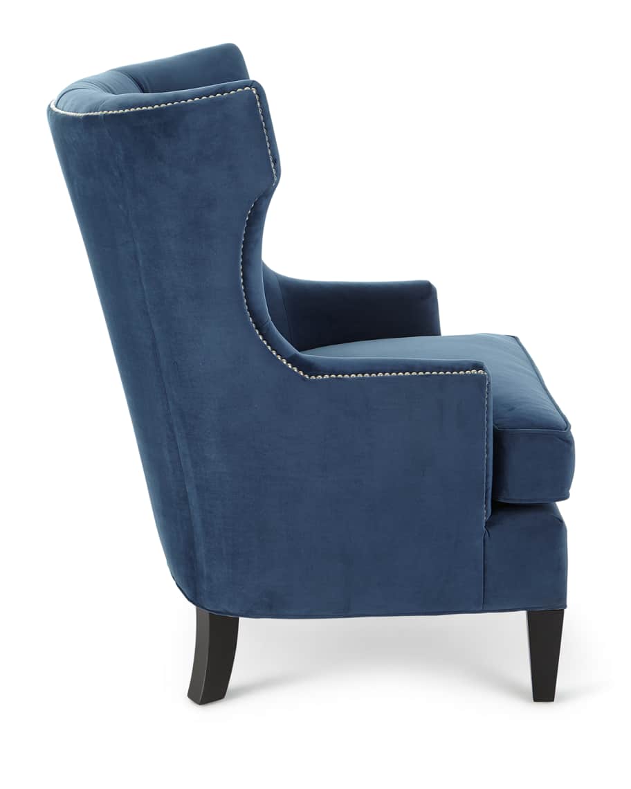 Image 2 of 4: Essie Tufted Velvet Wing Chair