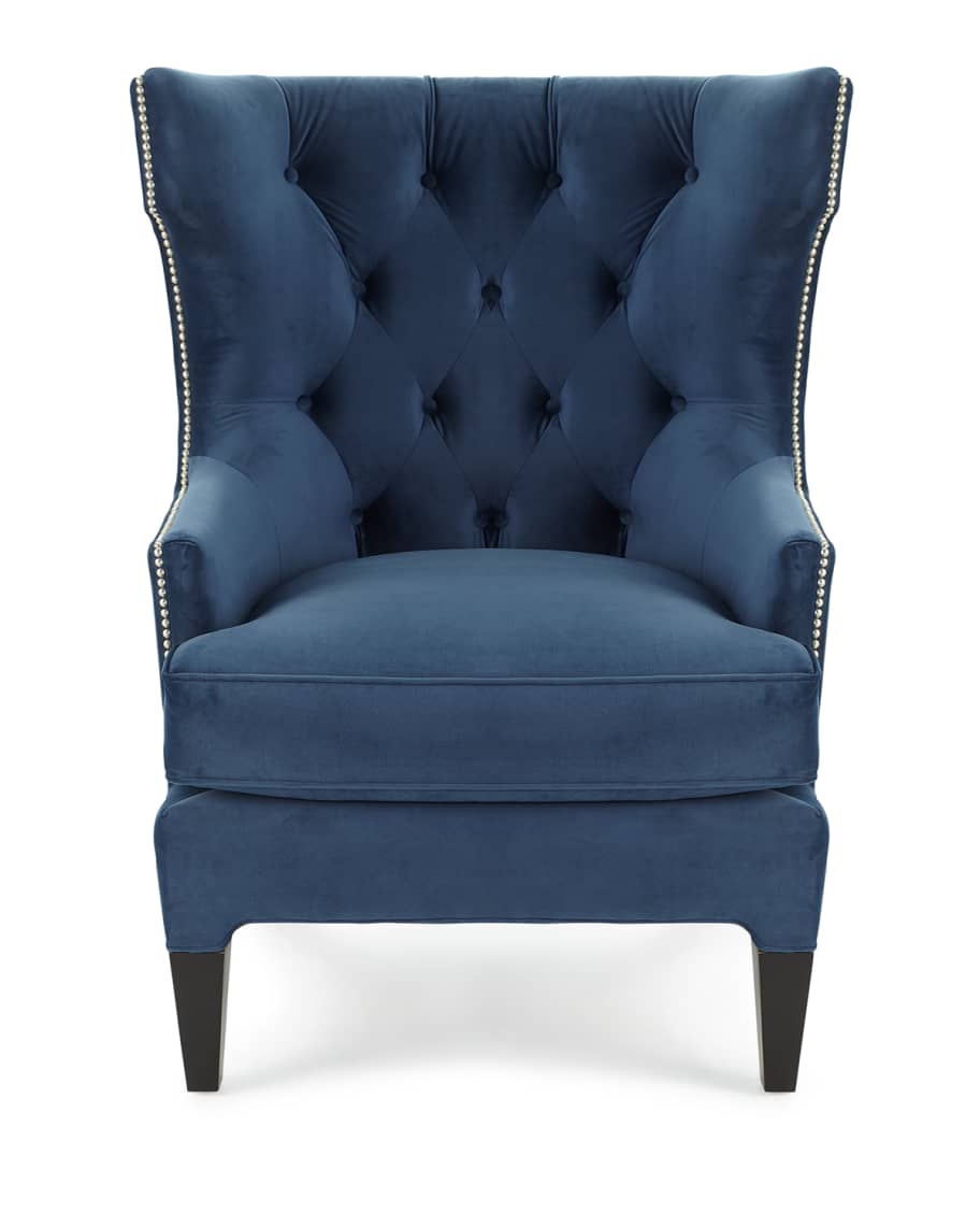 Image 3 of 4: Essie Tufted Velvet Wing Chair
