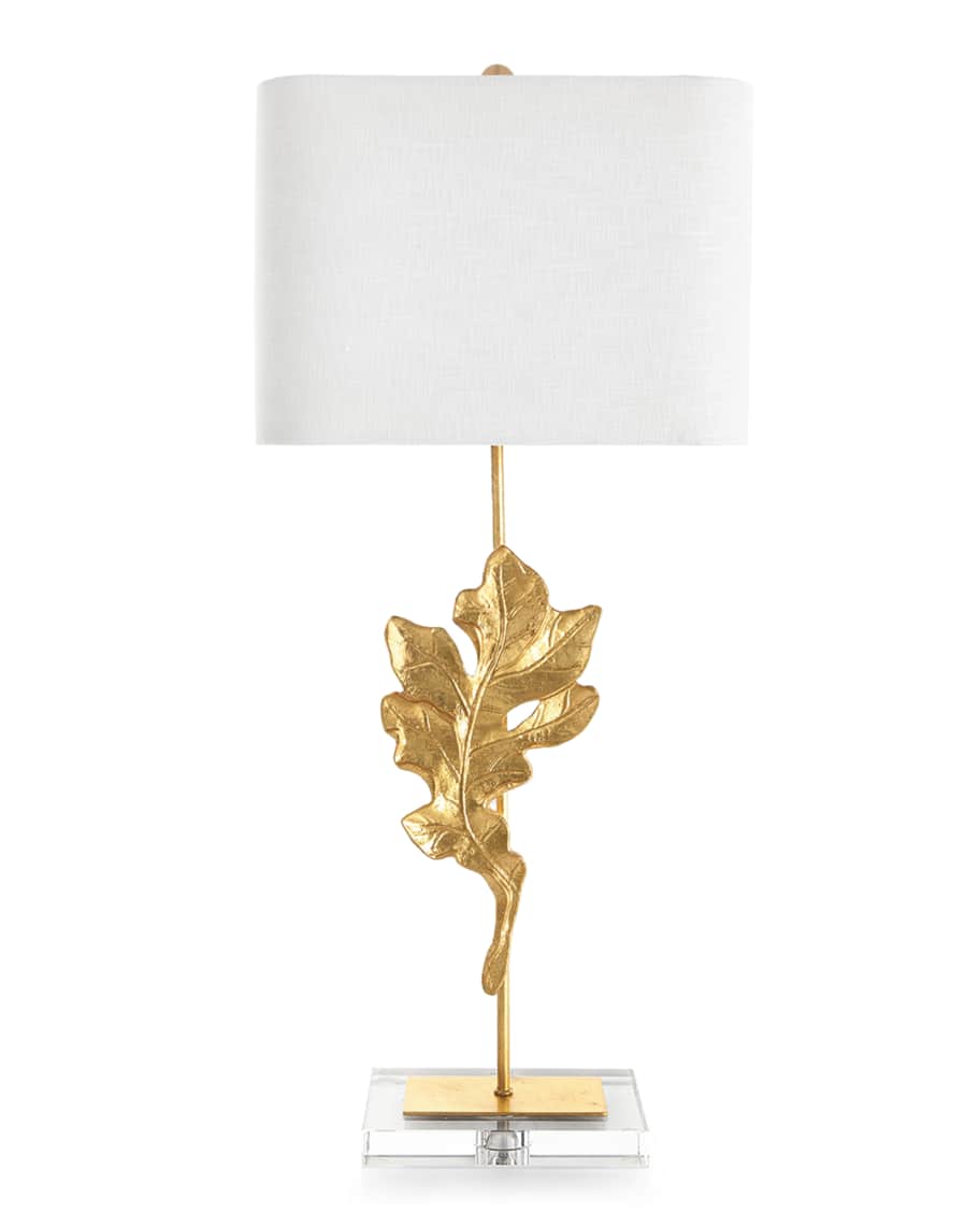 Image 2 of 3: Gold Oak Leaf Table Lamp