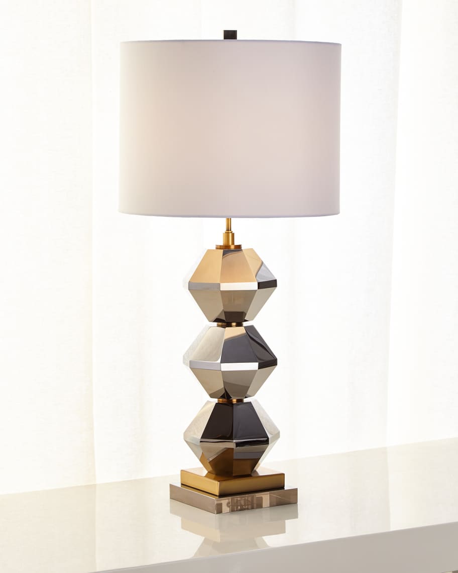 Image 2 of 2: Rockefeller Faceted Crystal Table Lamp