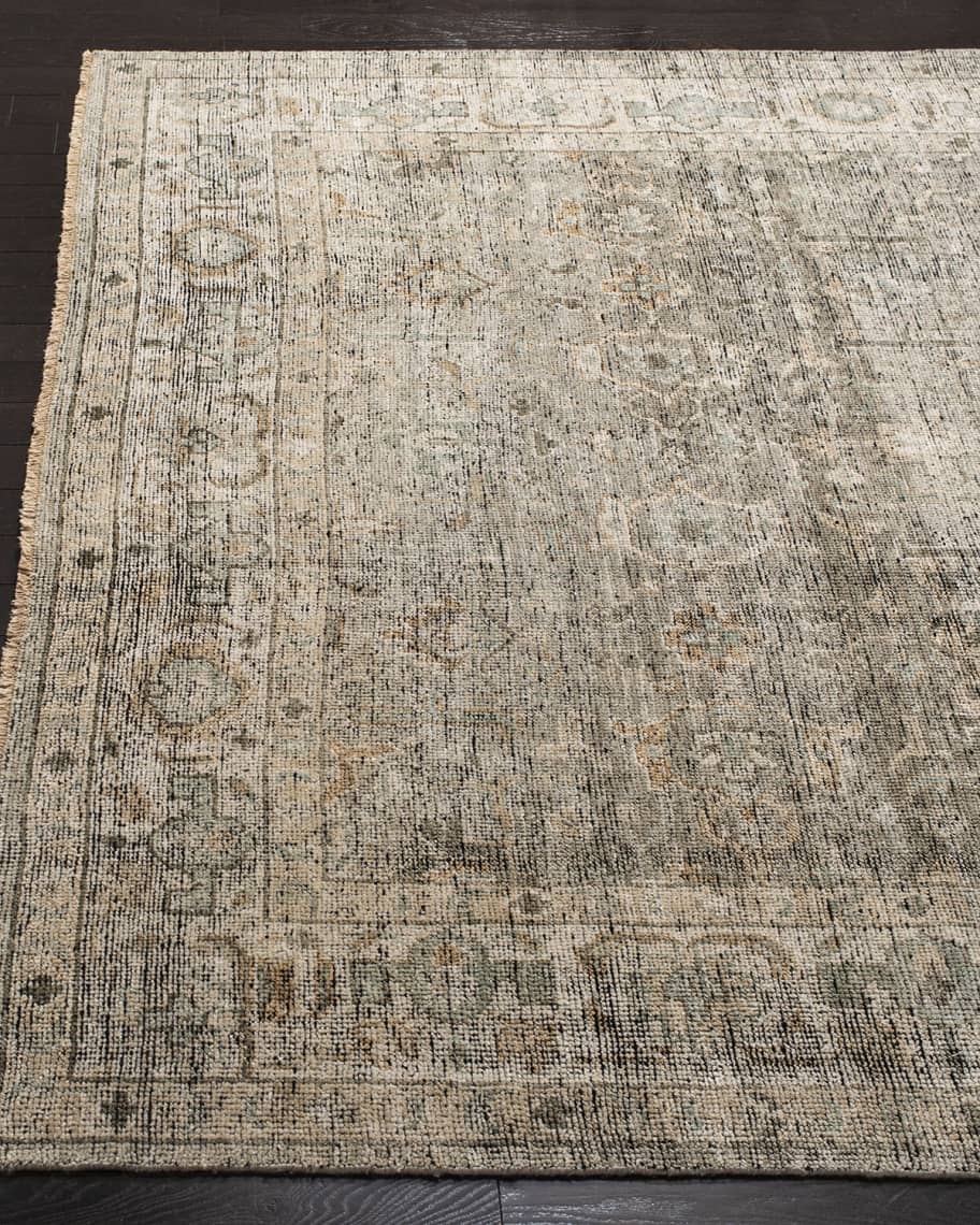 8' x 10' Brown Light Blue Safavieh Lavar Collection LV38E Hand-Knotted Traditional Premium Wool Area Rug 