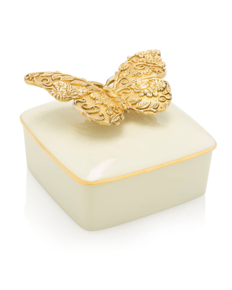 Image 1 of 1: Gilded Butterfly Porcelain Box