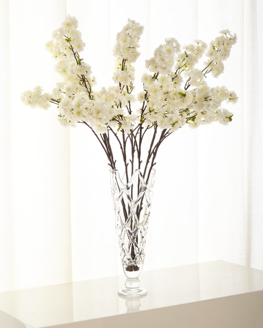 Image 1 of 2: Cherry Blossom Florals in Glass Vase
