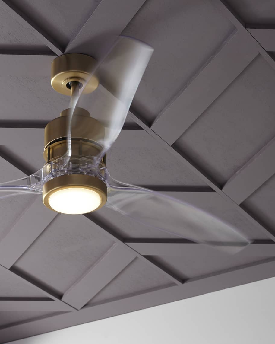 Image 2 of 3: Sonnet Satin Brass Ceiling Fan with Acrylic Blades
