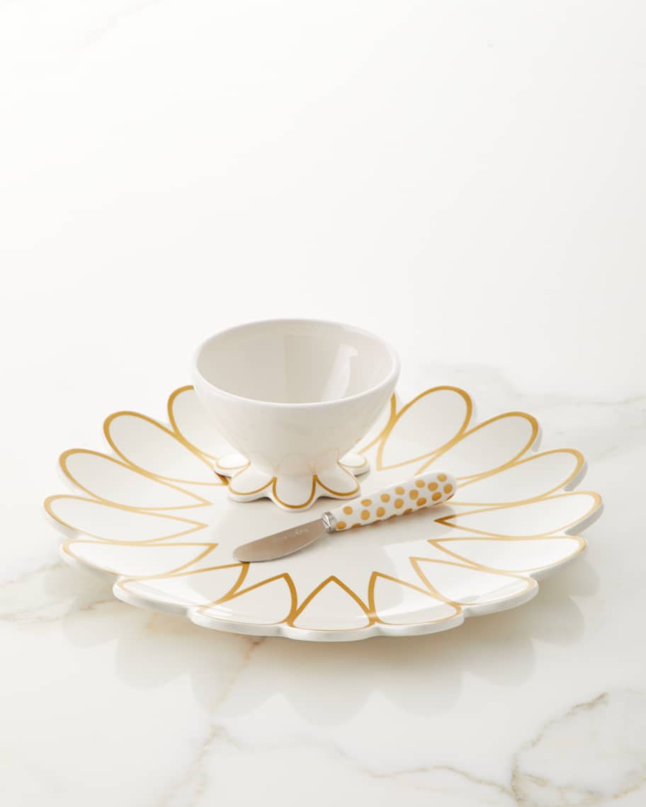 Image 1 of 1: Scallop Platter and Bowl with Dot Spreader